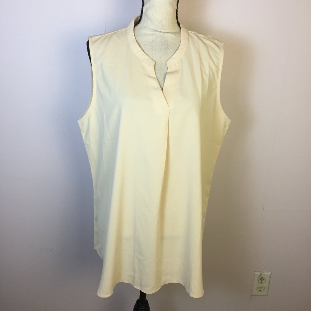 New! Timeson Blouse Tunic Tank Top Size XL Womans Cream Ivory Sleeveless V-neck